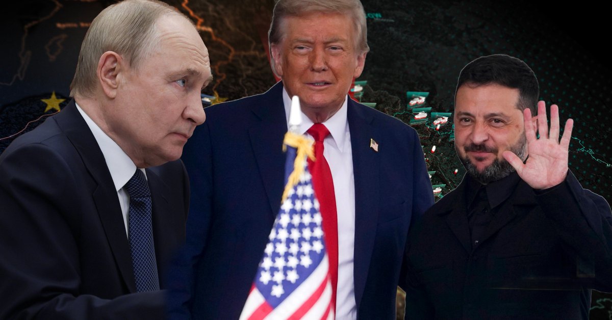 Na zdjęciu od lewej Władimir Putin, Donald Trump i Wołodymyr Zełenski