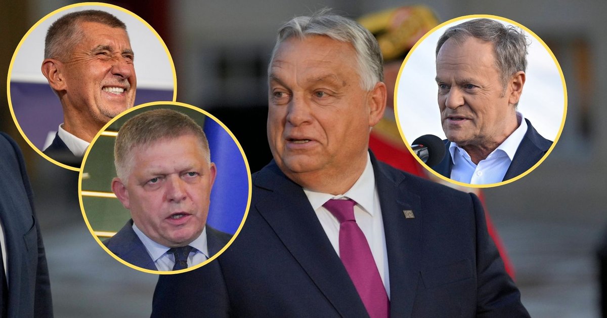 Na głównym zdjęciu premier Węgier Viktor Orban. Po lewej (na górze) Andrej Babisz i premier Słowacji Robert Fico. Z prawej premier Donald Tusk