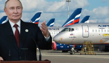 Władimir Putin. W tle samoloty Aerofłotu na lotnisku Moskwa-Szeremetiewo. Zdjęcie ilustracyjne