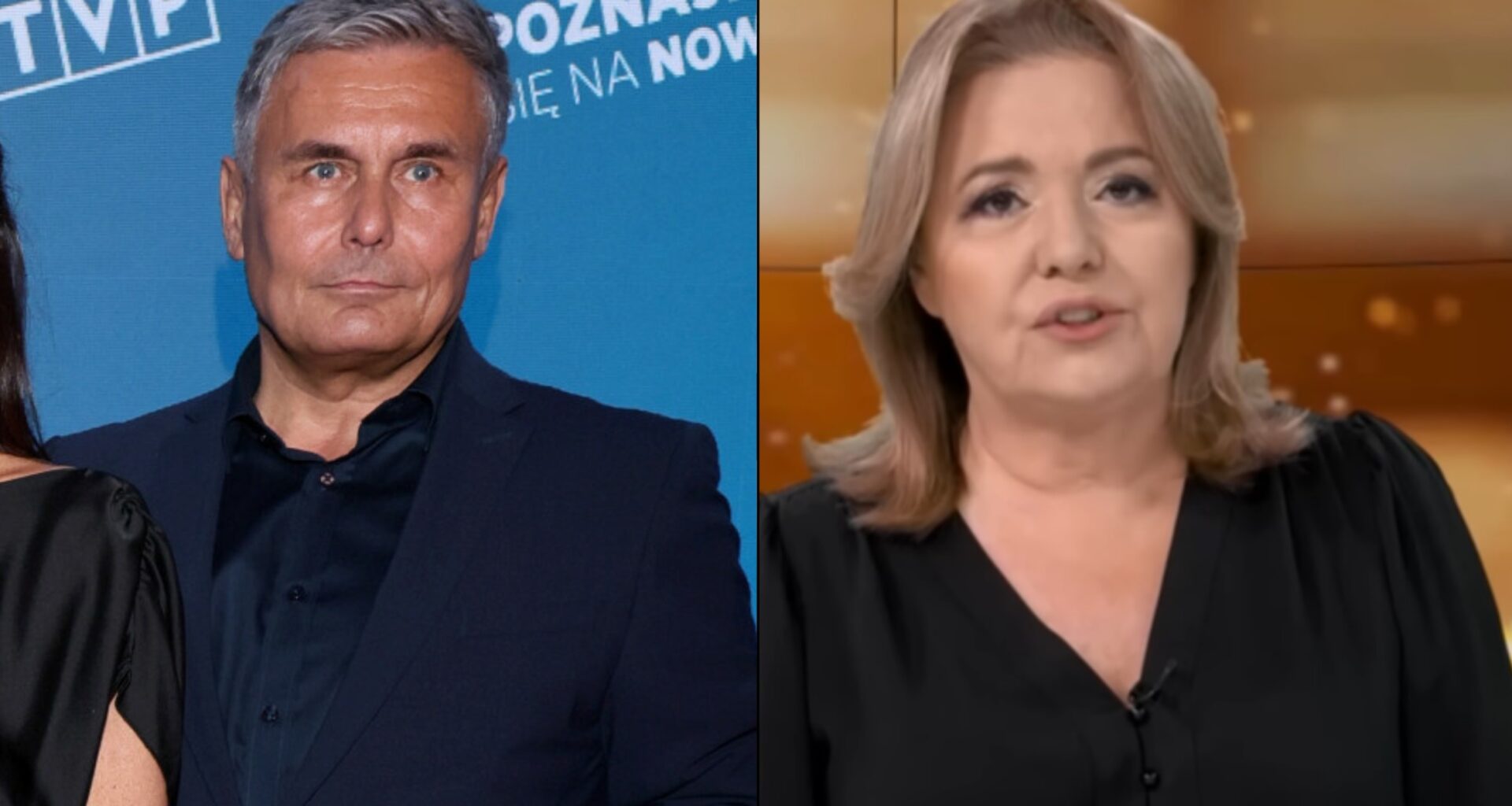 Marek Czyż, prowadzący "19.30" w TVP1; Danuta Holecka, prowadząca "Dzisiaj" w TV Republika