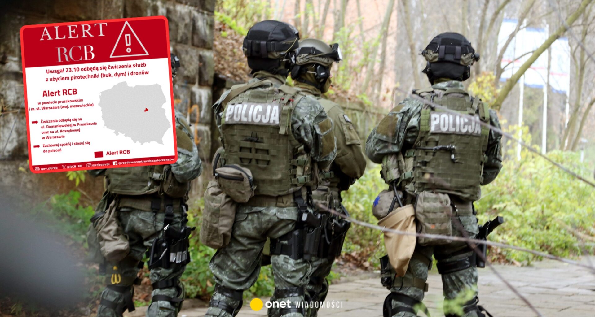 Nietypowy alert RCB wysłany do mieszkańców Warszawy i Pruszkowa. "Huk, dym i drony"