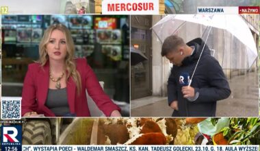 Kuriozalna scena w TV Republika. Pracownik dostał to od przechodnia