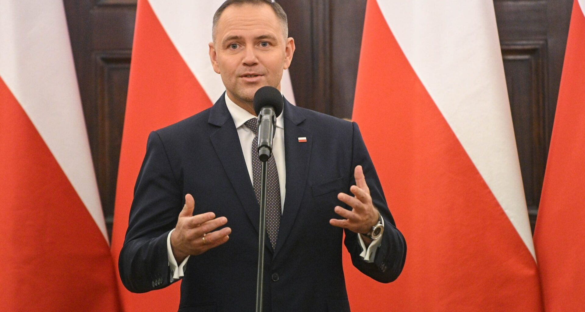 Prezydent RP Karol Nawrocki podczas uroczystości w Pałacu Prezydenckim w Warszawie