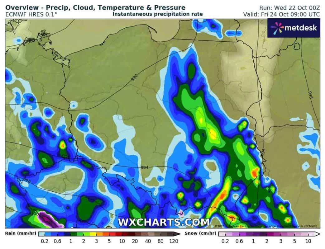 Opady w piątek nad Polską
