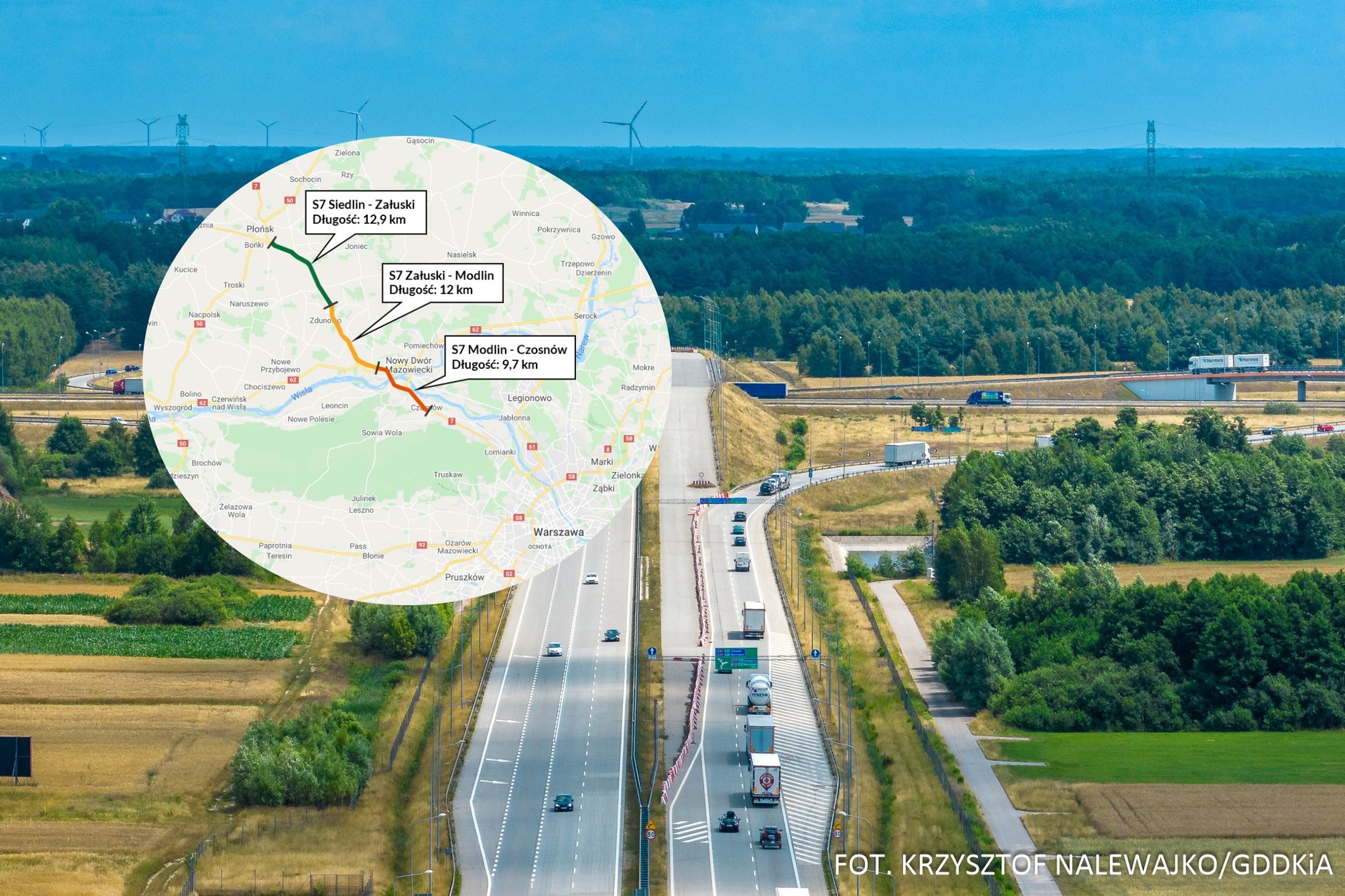 Droga S7 na północ od Warszawy