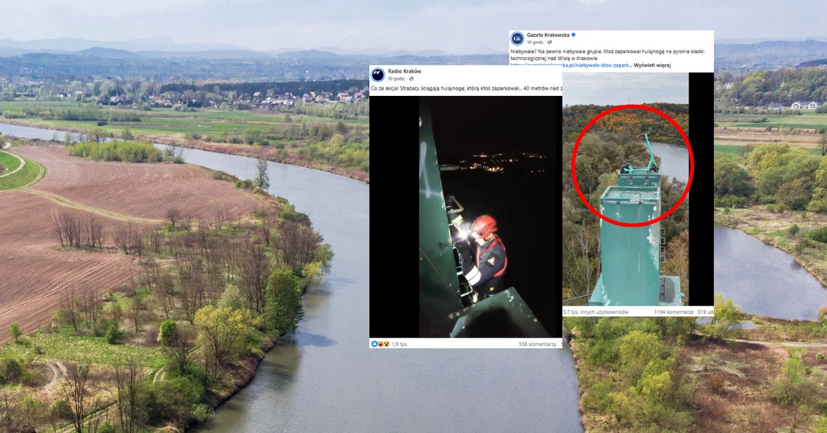 Ktoś "zaparkował" hulajnogę 40 metrów nad ziemią. Interwencja strażaków - Onet