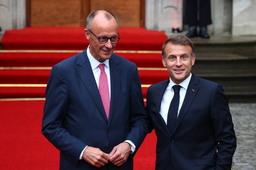 Kanclerz Niemiec Friedrich Merz i prezydent Francji Emmanuel Macron
