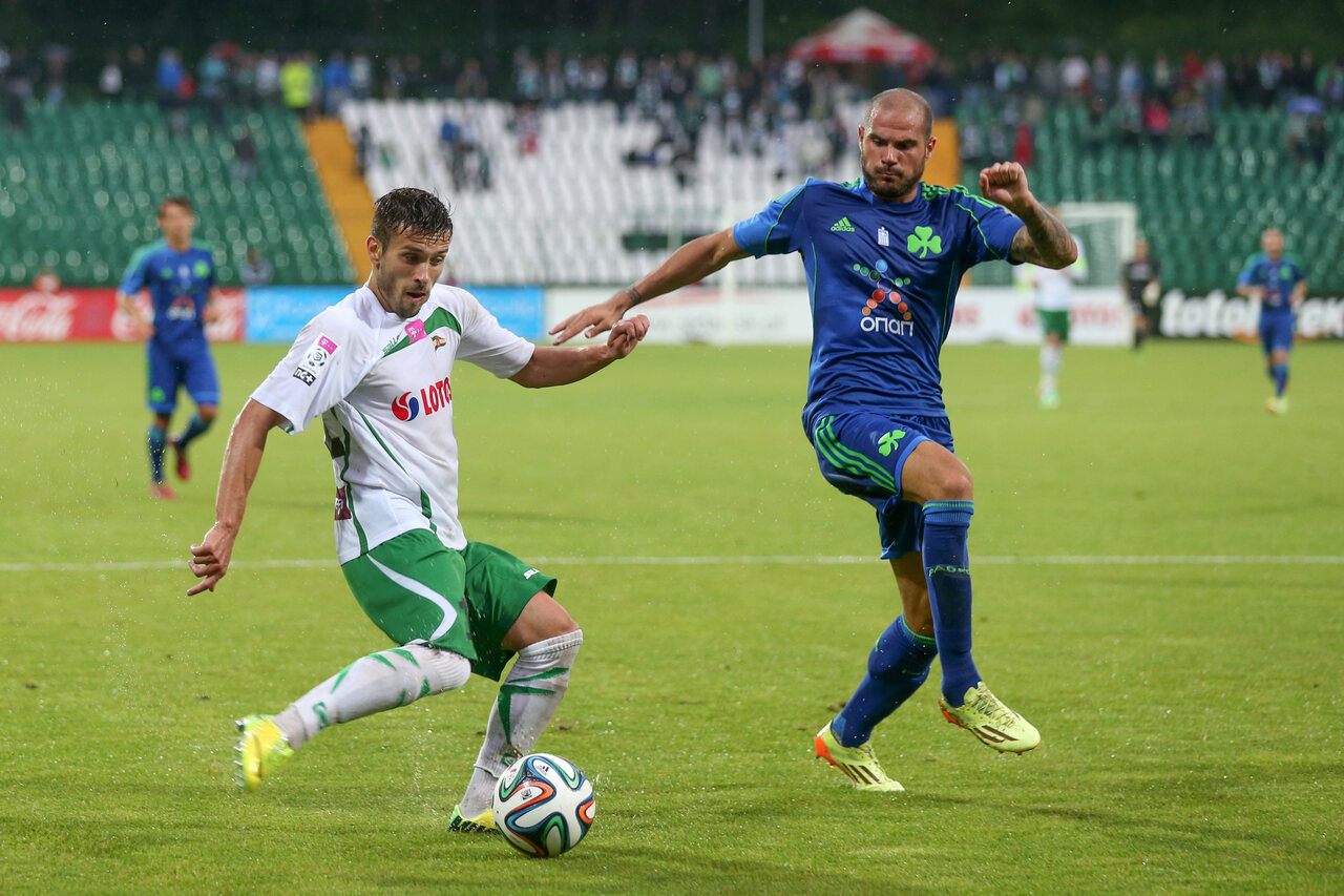 Maciej Makuszewski i Nano w meczu Lechia Gdańsk - Panathinaikos