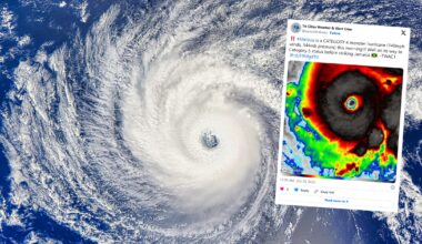 Huragan Melissa rośnie w siłę. Na zdjęciu huragan Lester w pobliżu Hawajów w 2024. (screen: X/ Tri-Cities Weather & Alert Crew)
