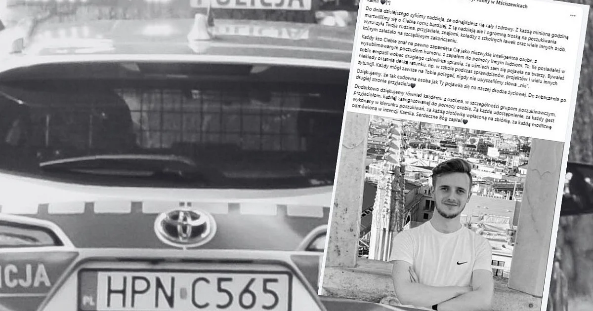 Tragiczny finał poszukiwań 23-letniego Kamila ze Mściszewic