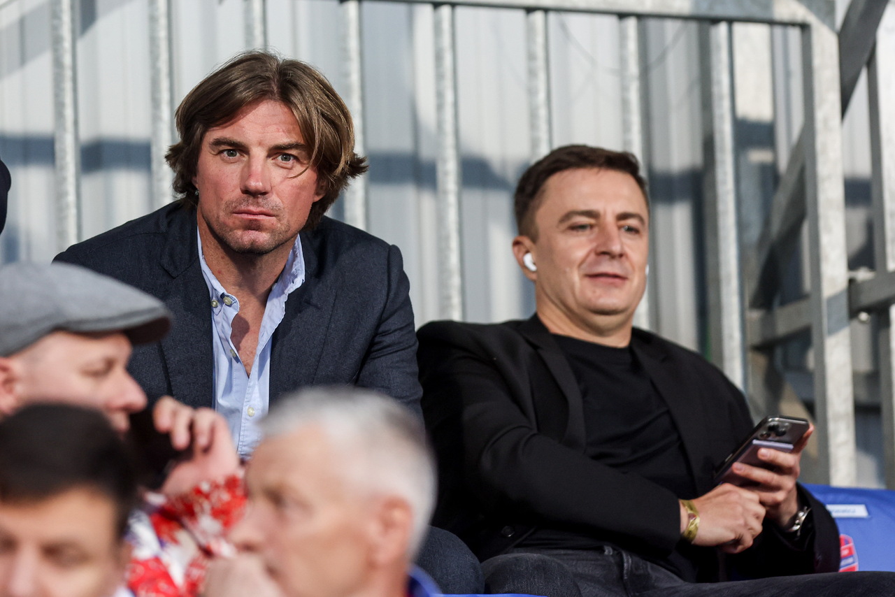 Piotr Obidziński i Michał Świerczewski na meczu Rakowa Częstochowa
