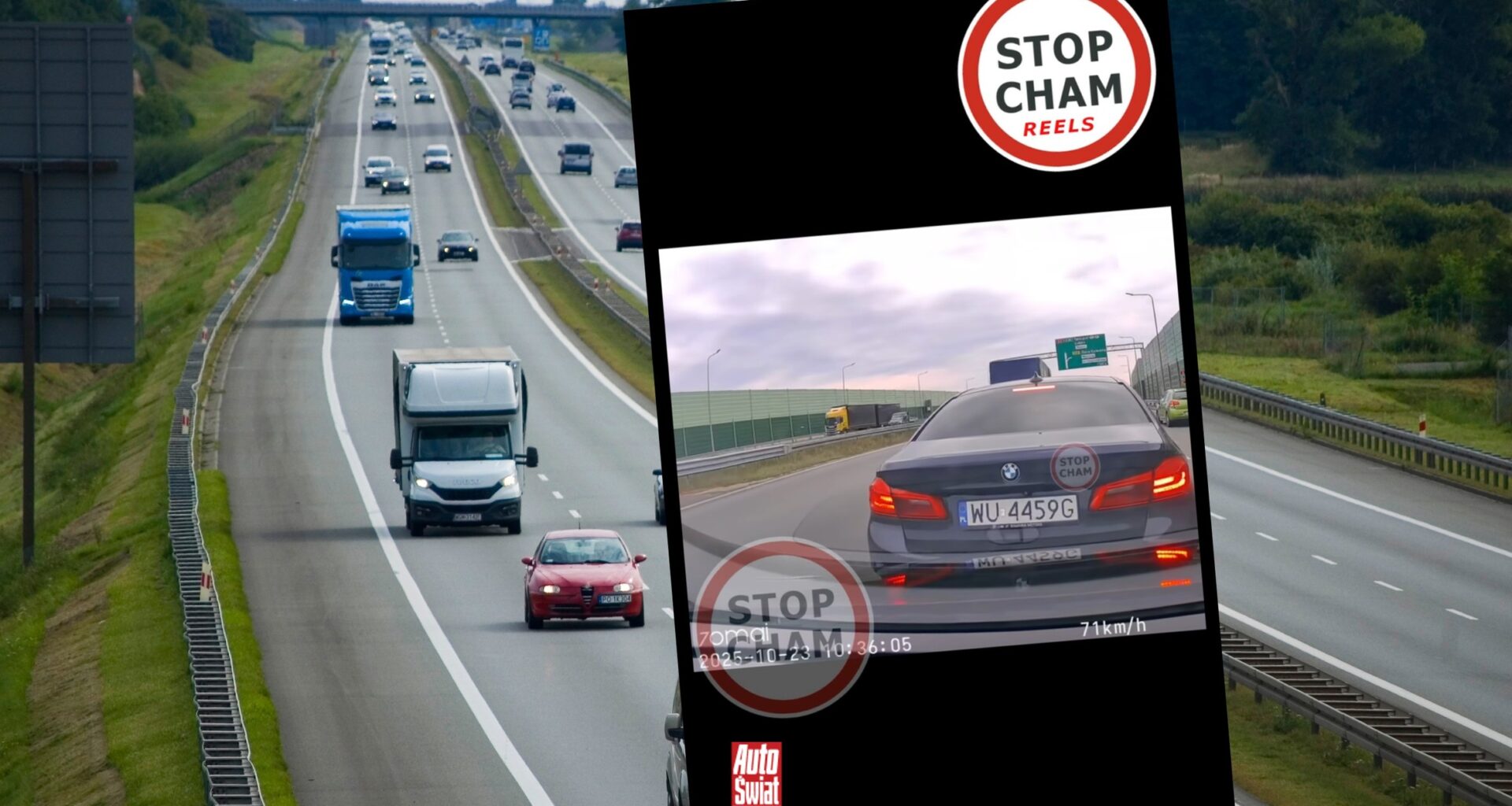 Agresja drogowa na S2. Kierowca BMW hamuje bez powodu. Groził wypadek ciężarówek