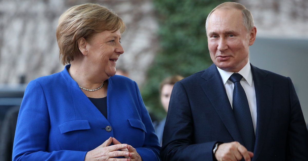 Angela Merkel i Władimir Putin, Berlin, 19 stycznia 2020 r.