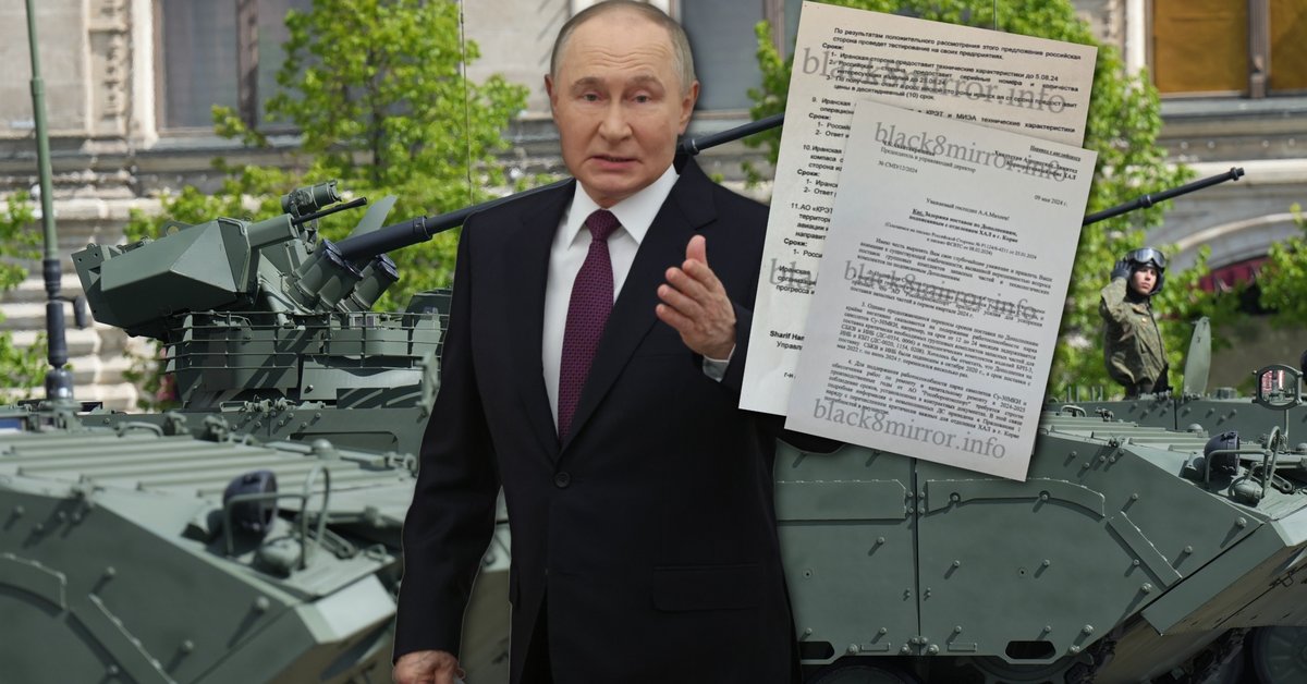 Władimir Putin oraz część dokumentów ujawnionych przez grupę hakerską Black Mirror