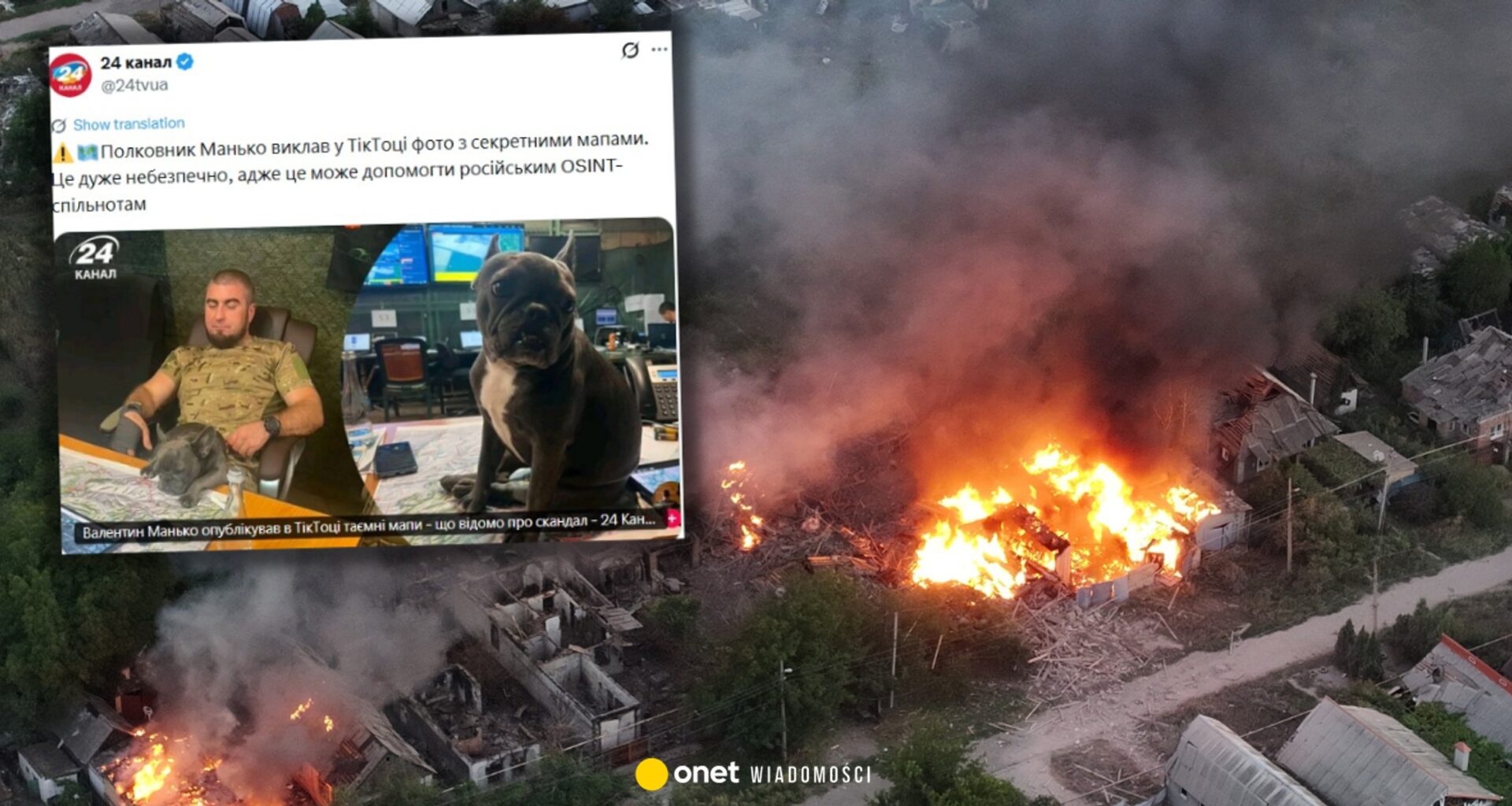 Ukraiński oficer wywołał burzę w sieci. Pokazał zdjęcie z psem i mapami