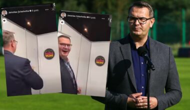 Burmistrz celował w tarczę z niemiecką flagą na kongresie PiS. Tak się tłumaczy