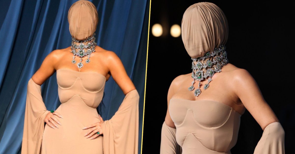 Dziwaczna stylizacja Kim Kardashian. Przyszła w masce na galę w Hollywood