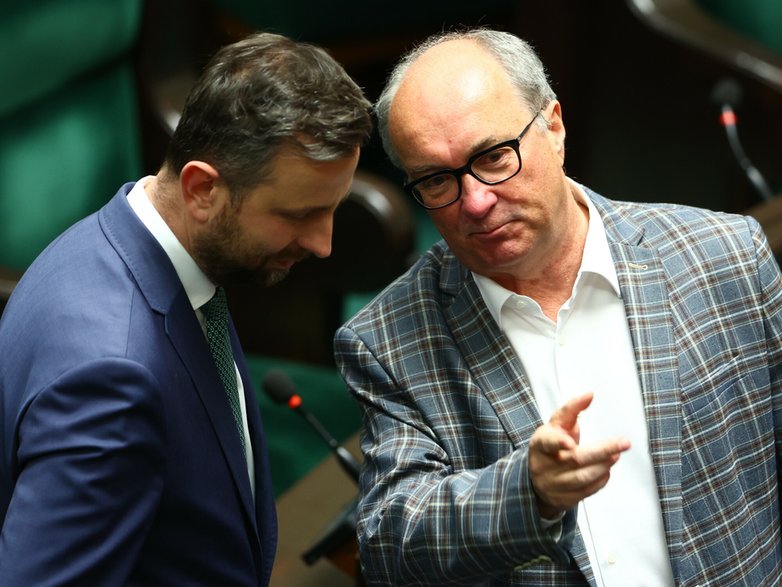 Władysław Kosiniak-Kamysz i Włodzimierz Czarzasty na 75. posiedzeniu Sejmu IX kadencji, 9 maja 2023 r.