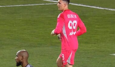 Mateusz Kochalski w meczu Ligi Mistrzów Karabach Agdam - FC Kopenhaga