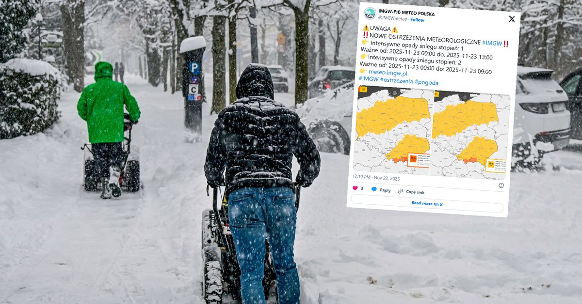 IMGW ostrzega przed nową śnieżycą. Wskazano regiony gdzie spadnie 25 cm śniegu - Onet