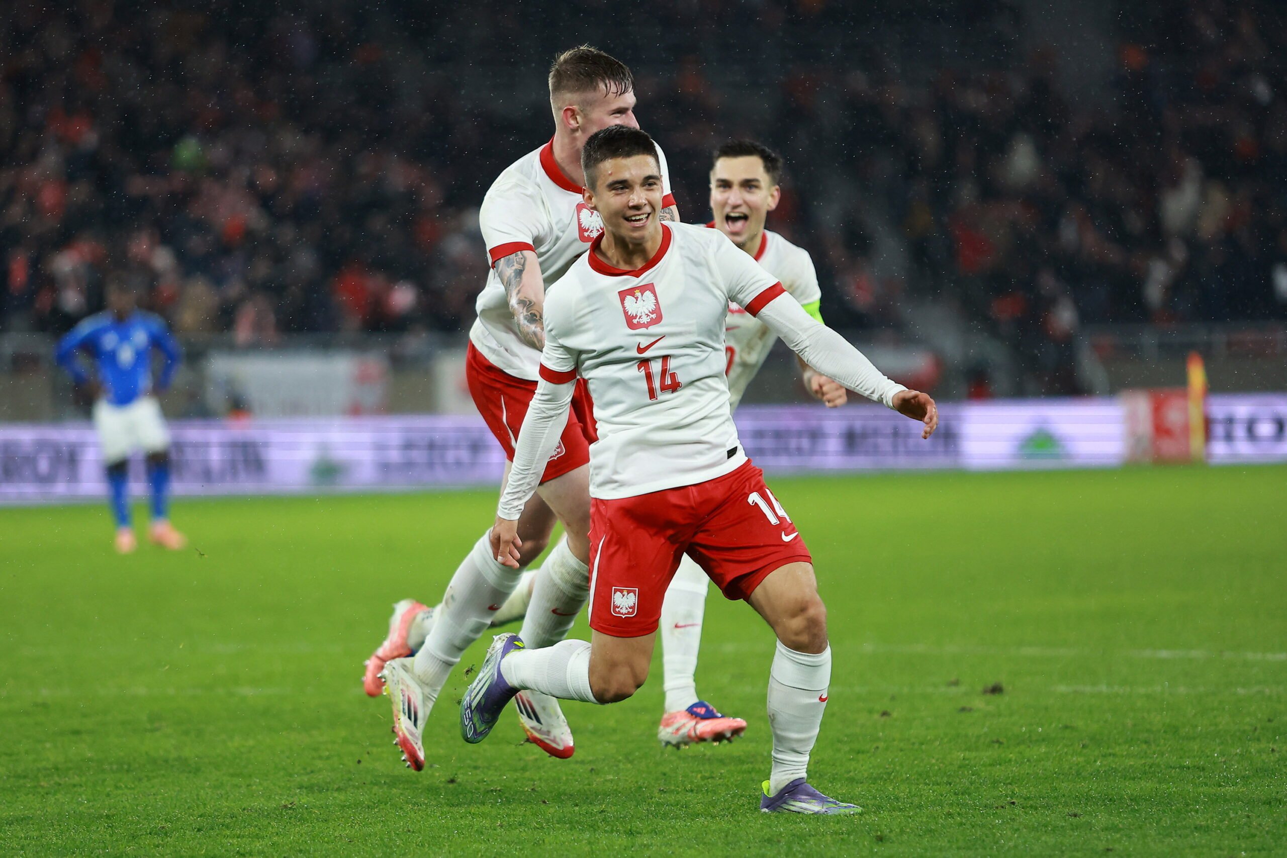 Maciej Kuziemka i radość po golu z Włochami 