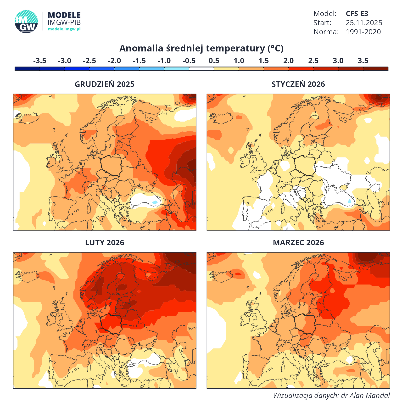 Anomalia średniej temperatury (źródło: IMGW)