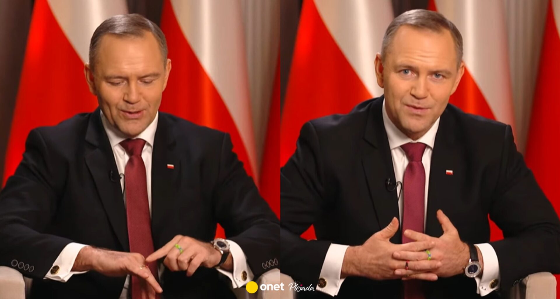 Wszyscy patrzyli na dłonie Karola Nawrockiego. Nietypowy widok