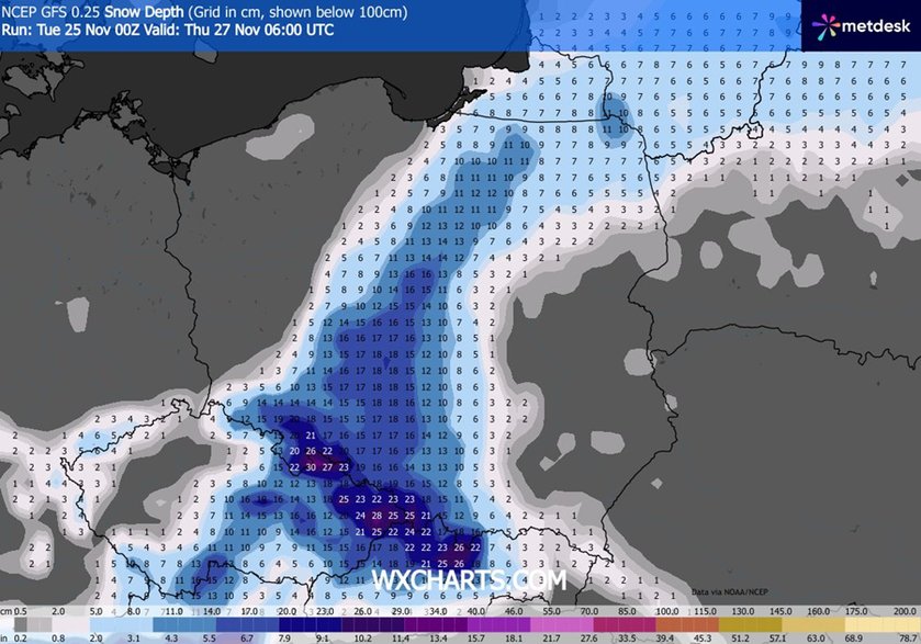Miejscami spadnie 10-20 cm śniegu, a lokalnie jeszcze więcej