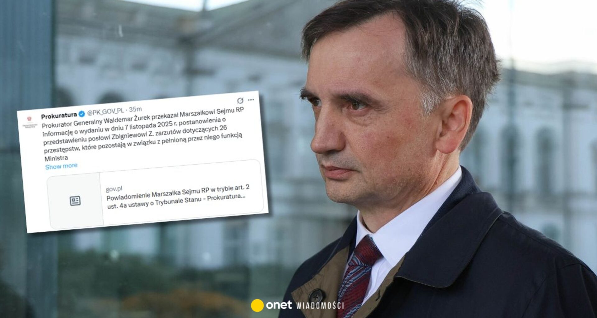 Zbigniew Ziobro przed Trybunałem Stanu? Prokuratura pisze do marszałka Sejmu