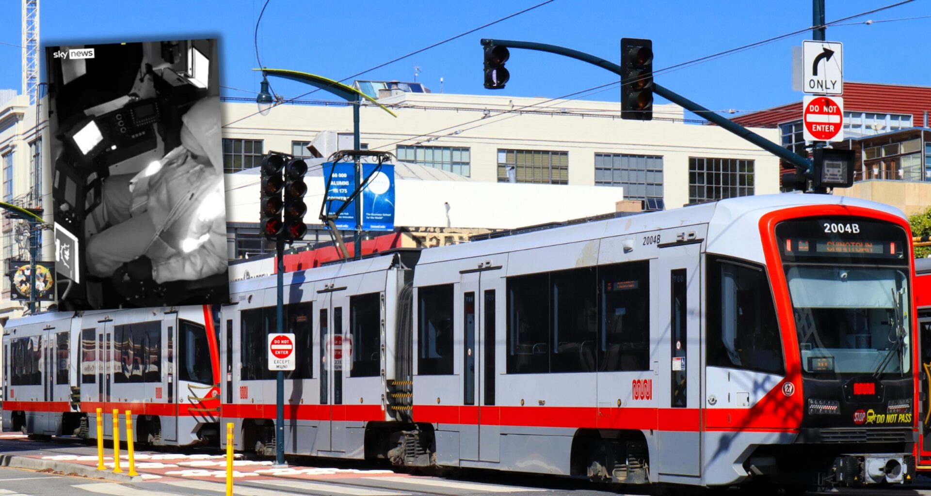 Motornicza zasnęła za sterami tramwaju (Screen: Twitter/Sky News)
