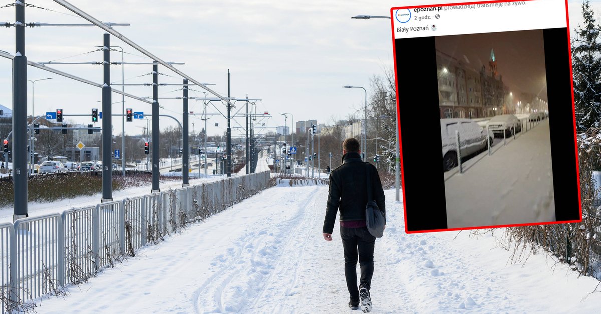 Poznań zasypany śniegiem. Internauci komentują transmisję na żywo