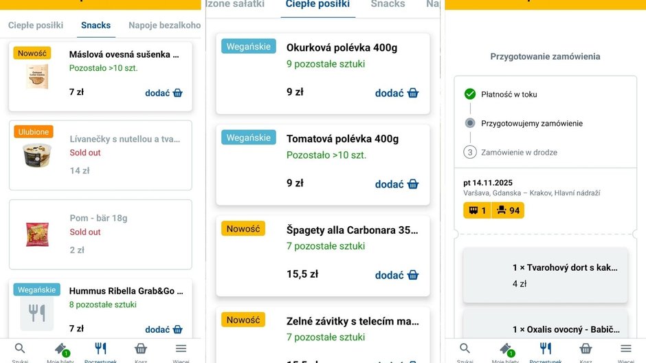 Oferta gastronomiczna dostępna w aplikacji 14.11.2025 r. 