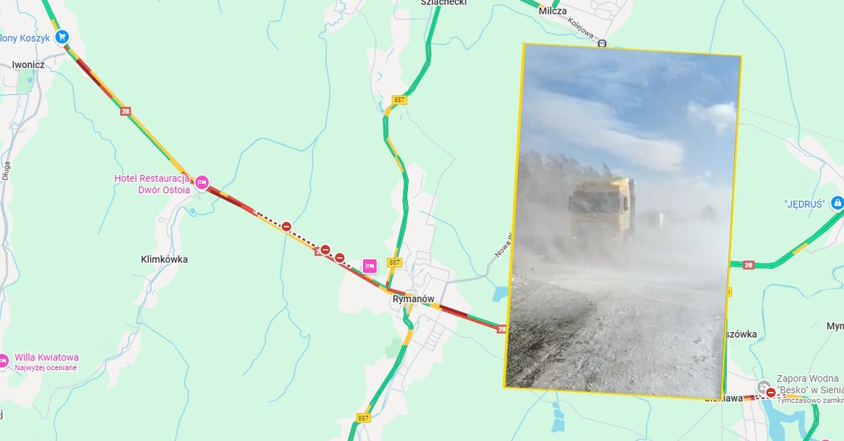 Potężna zamieć śnieżna na Podkarpaciu. Wiatr spycha ciężarówki do rowów - onet.pl