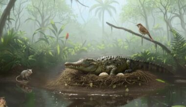 Rekonstrukcja wyglądu krokodyla mekosuchine, stworzona przez sztuczną inteligencję