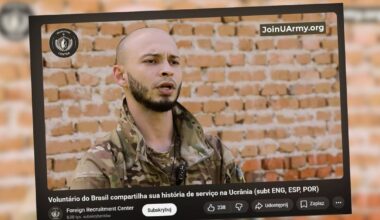 Zrzut ekranu z nagrania promocyjnego ukraińskiego Zagranicznego Centrum Rekrutacji z udziałem Filipe Marquesa Pinto