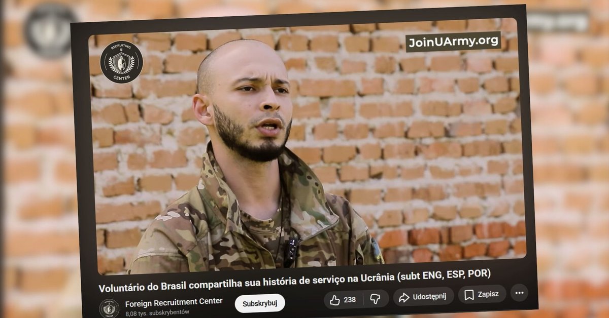 Zrzut ekranu z nagrania promocyjnego ukraińskiego Zagranicznego Centrum Rekrutacji z udziałem Filipe Marquesa Pinto