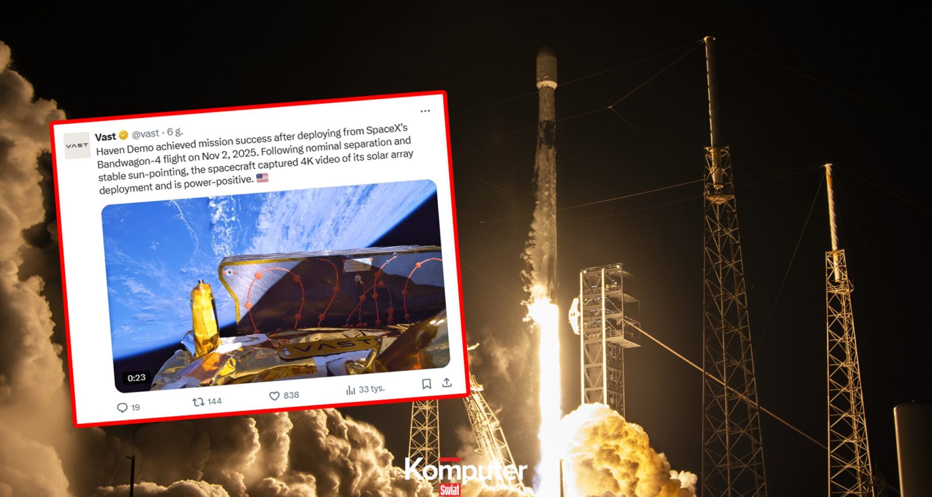 Pierwsza prywatna stacja kosmiczna zmierza na orbitę. Demo wystrzelone