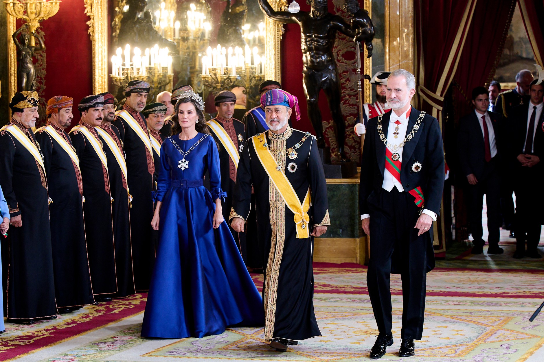 Królowa Letycja, sułtan Haitham Bin Tariq, król Filip VI