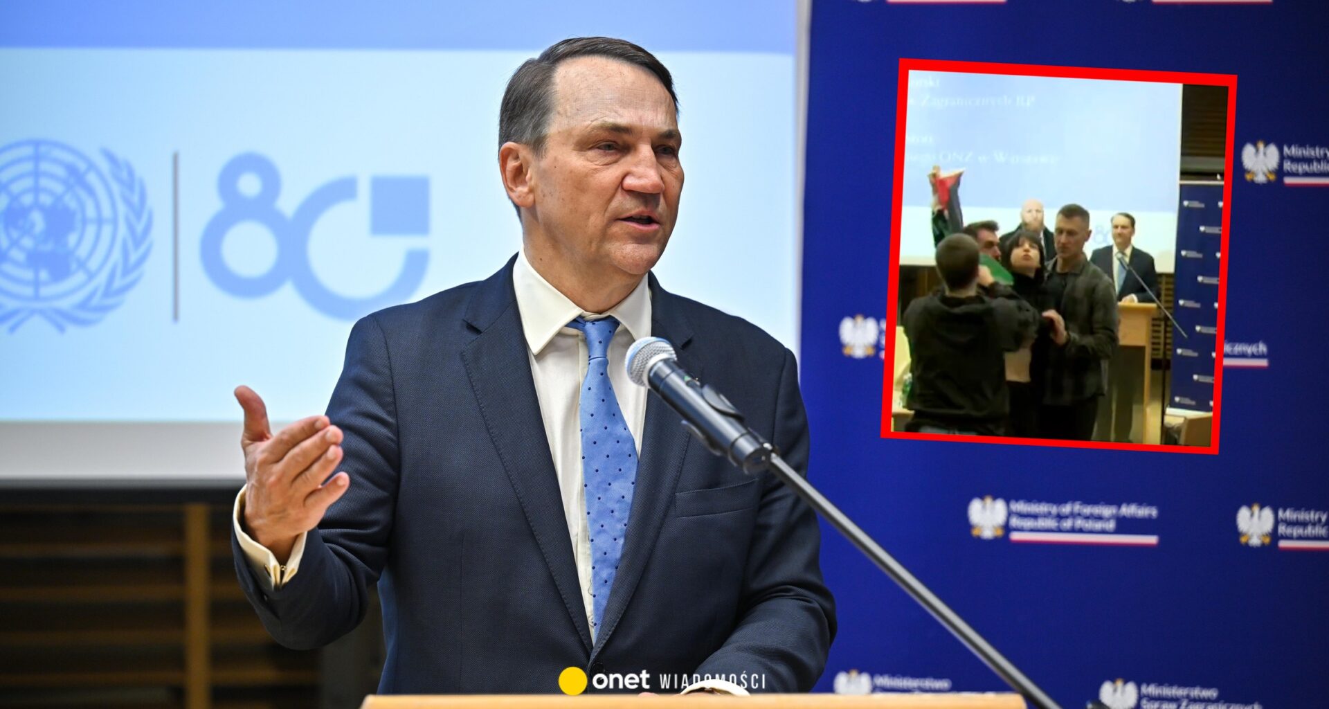 Incydent w trakcie wystąpienia ministra Sikorskiego. Jest wideo. Szef MSZ odpowiada