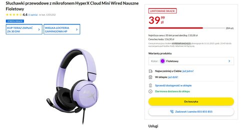 HyperX Cloud Mini Wired w promocji sklepu RTV EURO AGD