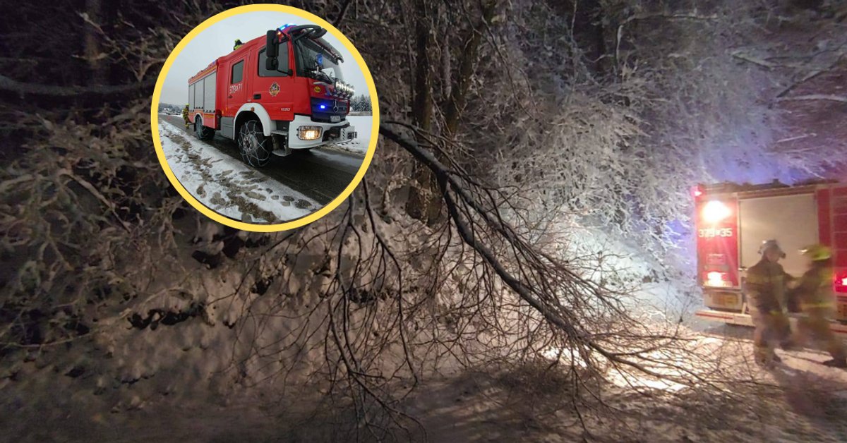 Ciężka noc dla Małopolski – niemal 180 interwencji strażaków po intensywnych opadach śniegu