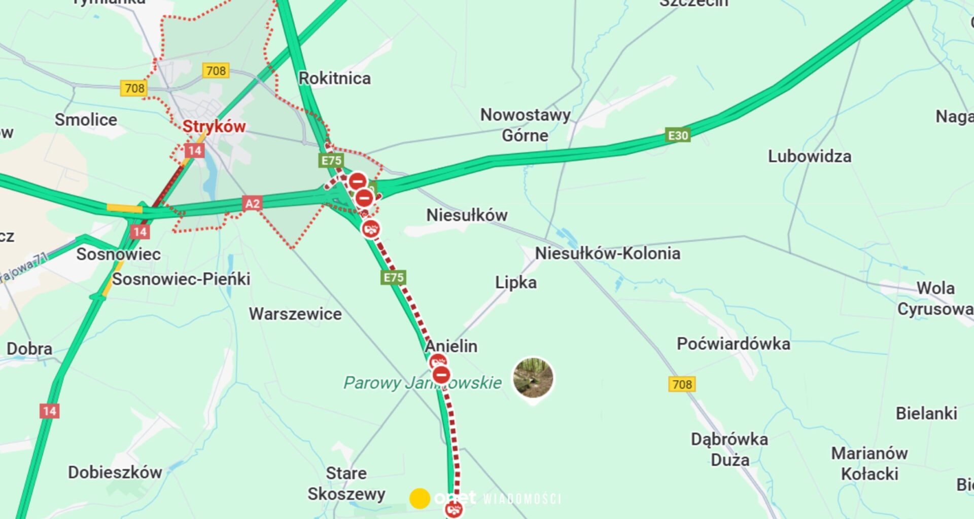 Wypadek na A1 koło Łodzi. Zablokowana droga w kierunku Gdańska