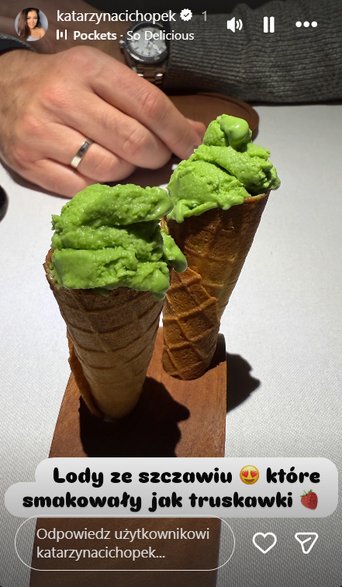 Katarzyna Cichopek zachwycona deserem w restauracji