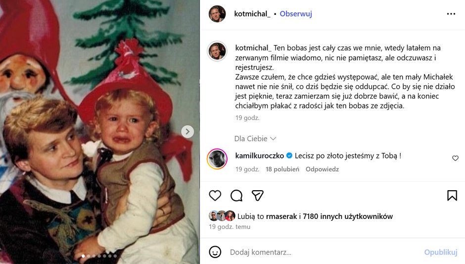 Michał Kot na Instagramie