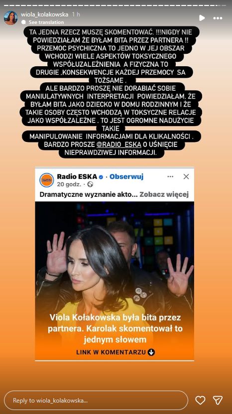 Viola Kołakowska dementuje, że była bita przez partnera