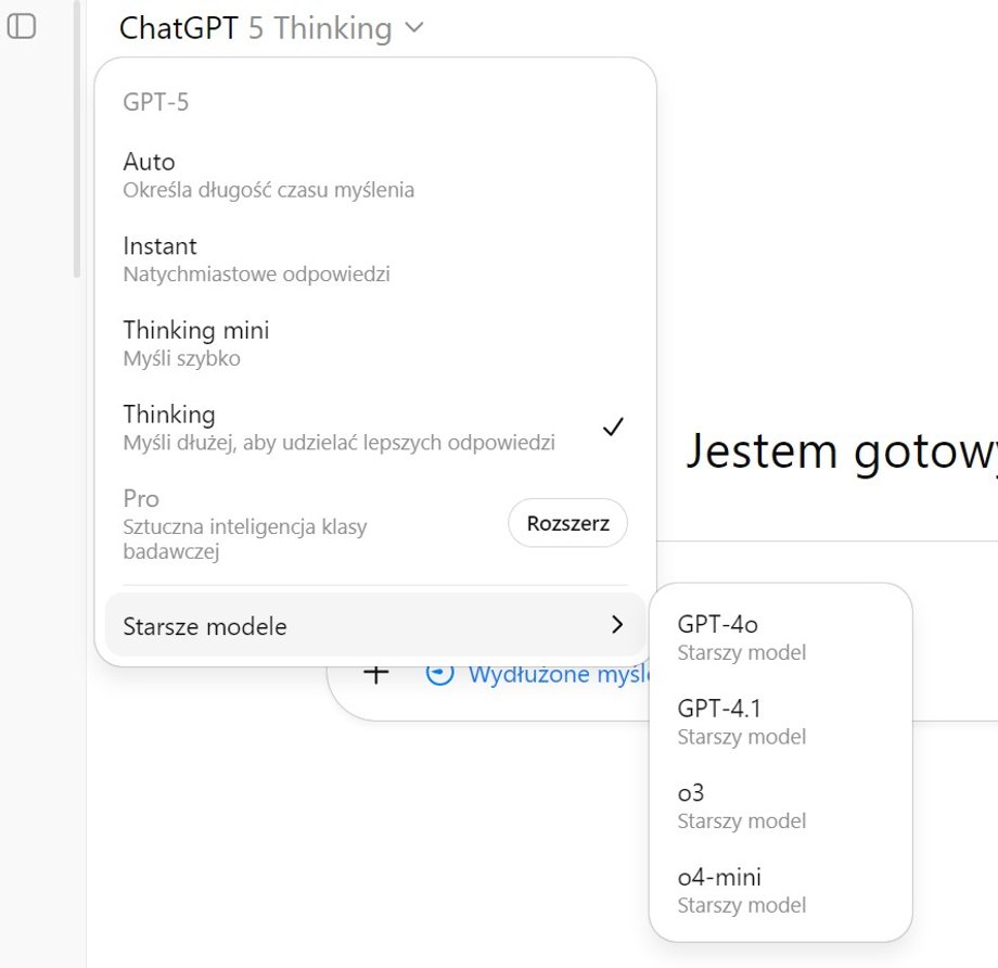Dostęp do starszych modeli w ChatGPT