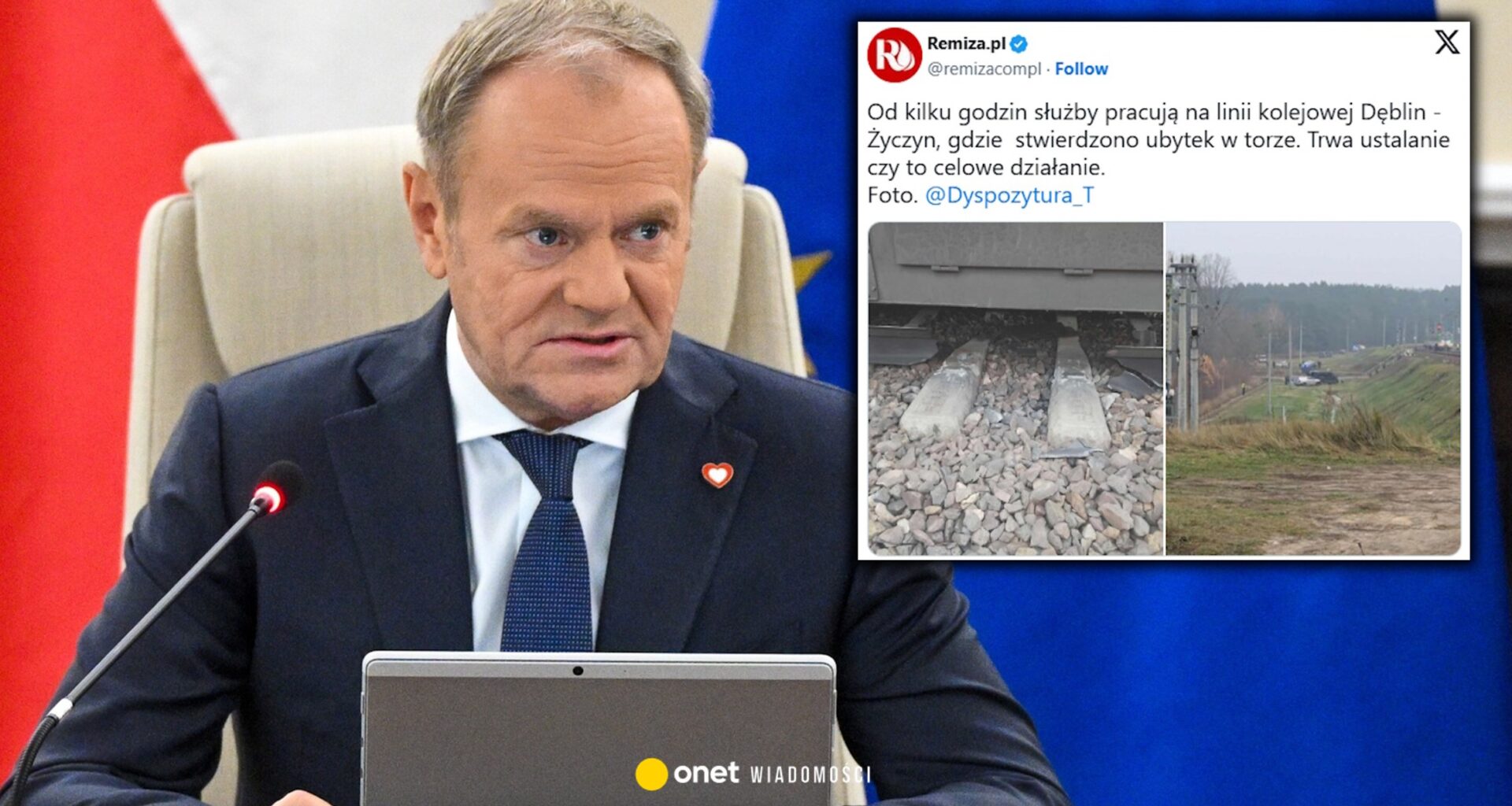 Uszkodzenie torów na Mazowszu. Donald Tusk: niewykluczone, że mamy do czynienia z aktem dywersji
