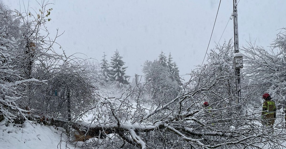 Strażacy usuwają skutki intensywnych opadów śniegu