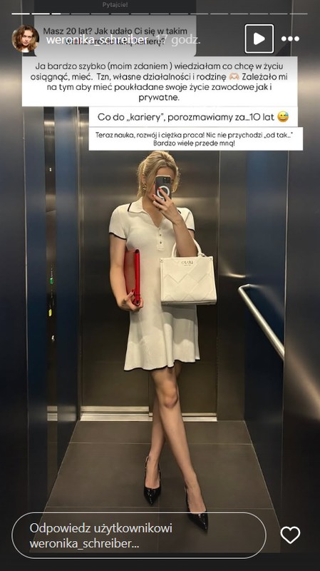 InstaStory z profilu Weroniki Schreiber