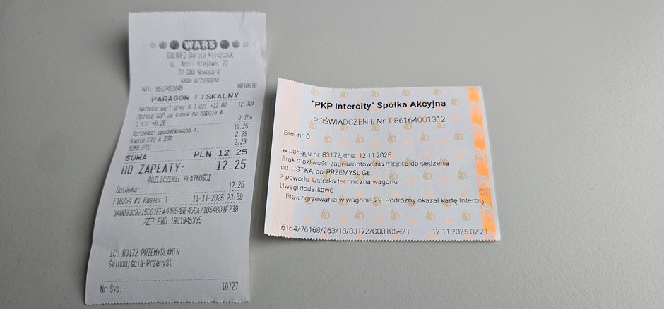 Podróż pociągiem IC 87172 Przemyślanin